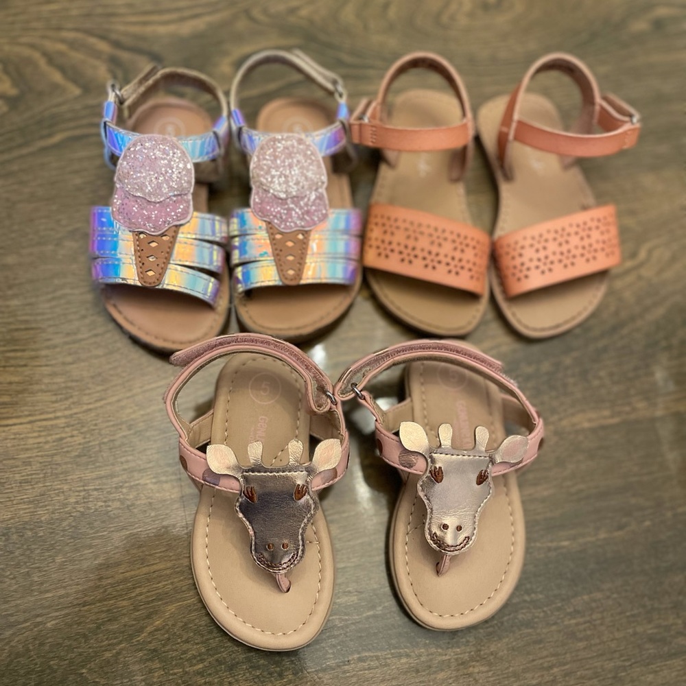 3 pairs of toddler size 5 Sandles